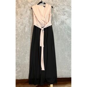 Roz & Ali Jumpsuit Womens 16 Black /Pink Sleeveless Wide Leg‎ Classic Minimalist